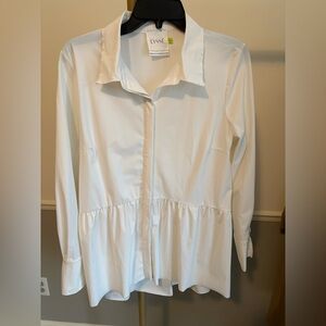 Lysee White Button-Up Peplum Blouse